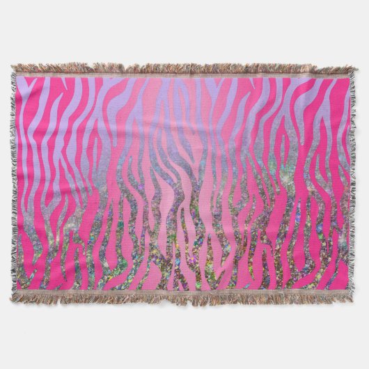 Halb Glitter Rosa Tiger Print Decke (Vorderseite)
