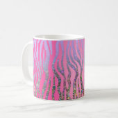 Halb Glitter Rosa Tiger Print Kaffeetasse (Vorderseite Links)