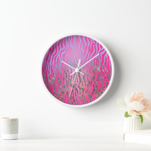 Halb Glitter Rosa Tiger Print Uhr