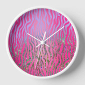 Halb Glitter Rosa Tiger Print Uhr (Vorderseite)