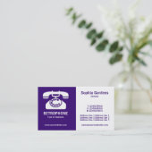 Halb & halb (Telefon) - Tief Lila und weiß Visitenkarte (Stehend Vorderseite)