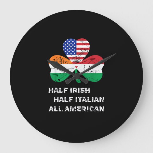 Halb irisch Halb Italienisch Alle amerikanischen F Große Wanduhr (Vorderseite)