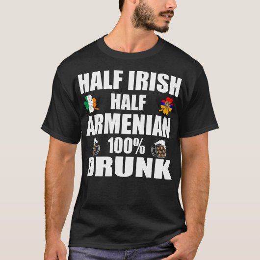 Halb irische Hälfte armenische Betrunkene St. Patr T-Shirt (Vorderseite)