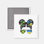 Halb jamaikanisches, halb ukrainisches Mädchen Jam Magnet (Vorderseite/Rückseite)