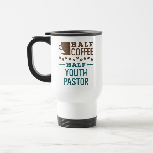 Halb Kaffee halb Jugendpastor Reisebecher (Links)