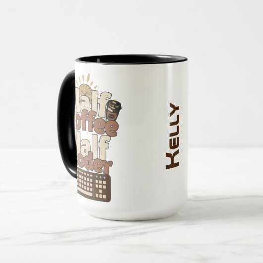 Halb Kaffee, halb Programmierer Tasse (Vorderseite Links)