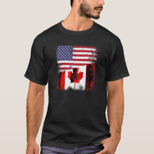 Halb Kanadische Flagge T-Shirt Vintage Kanada USA