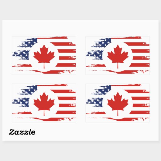 Halb kanadischer Amerikaner: Kanada USA Ahornleaf- Rechteckiger Aufkleber (Blatt)