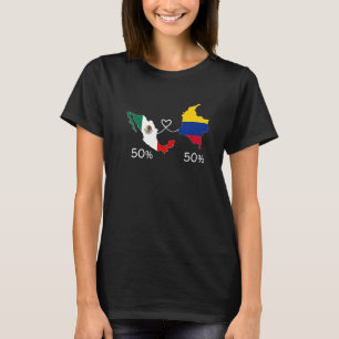 Halb kolumbianische halb mexikanische Flagge Karte T-Shirt