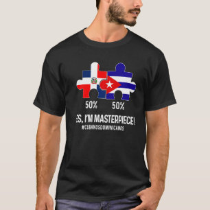 Halb Kubaner halb dominikanische Flaggenkarte Komb T-Shirt