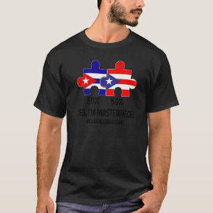 Halb Kubaner halb dominikanische Flaggenkarte Komb T-Shirt