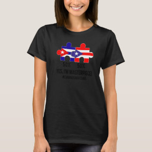 Halb kubanische halb dominikanische Flagge Karte K T-Shirt
