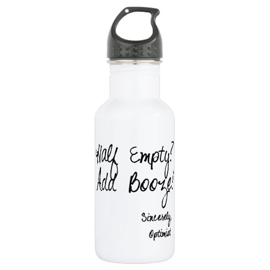 Halb leer? Booze! Edelstahlflasche (Vorderseite)