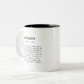 halb leer oder halb voll Pessimist Definition Zweifarbige Tasse (Vorderseite Links)