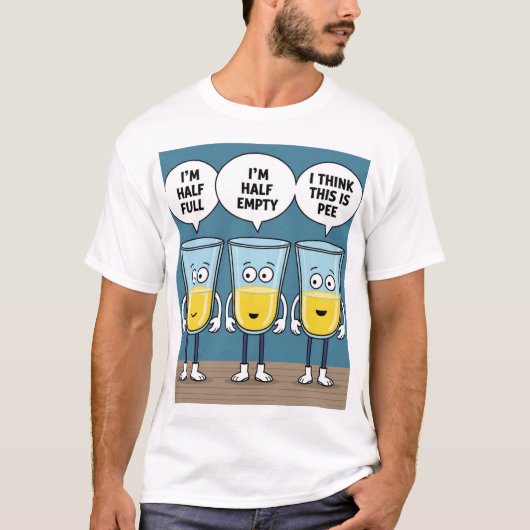 halb leere halbe komische Tasse T - Shirt (Vorderseite)