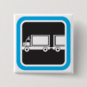 Halb-LKW und Anhänger blaues Symbol Button