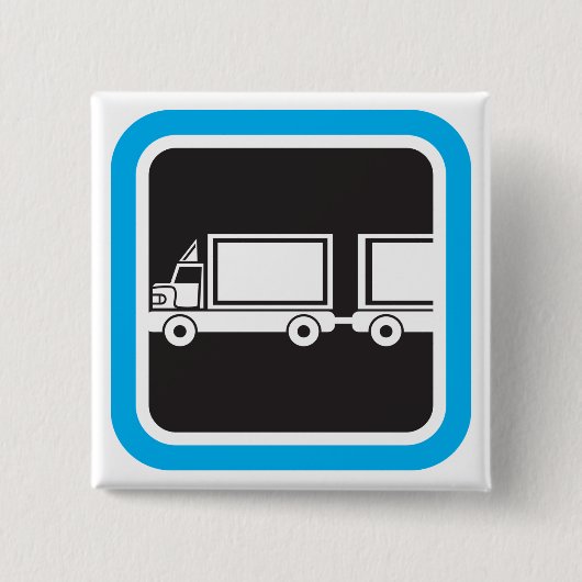 Halb-LKW und Anhänger blaues Symbol Button (Vorderseite)