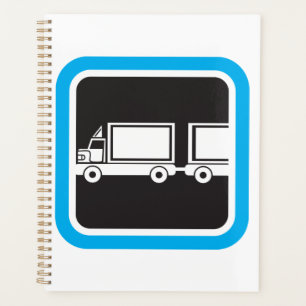 Halb-LKW und Anhänger blaues Symbol Planer