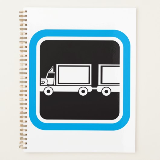 Halb-LKW und Anhänger blaues Symbol Planer (Vorderseite)
