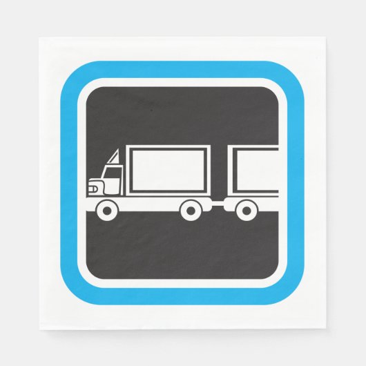 Halb-LKW und Anhänger blaues Symbol Serviette (Vorderseite)