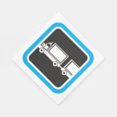 Halb-LKW und Anhänger blaues Symbol Serviette (Ecke)