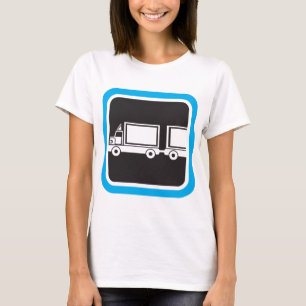 Halb-LKW und Anhänger blaues Symbol T-Shirt