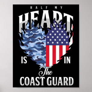 Halb mein Herz in der Küstenwache USA-Flagge Mari Poster