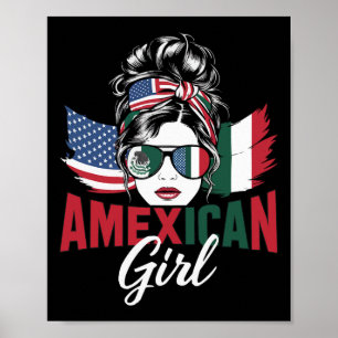 Halb mexikanisch halb amerikanisch USA-Flagge Mexi Poster