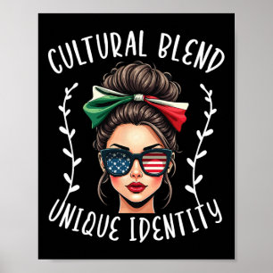 Halb mexikanisch halb amerikanische USA-Flagge mex Poster