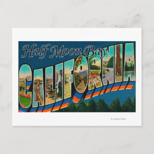 Halb Moon Bay, Kalifornien - Große Briefmarkenszen Postkarte