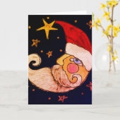 Halb Moon Santa Claus Abstrakte Kunst Karte (Gelbe Blume)