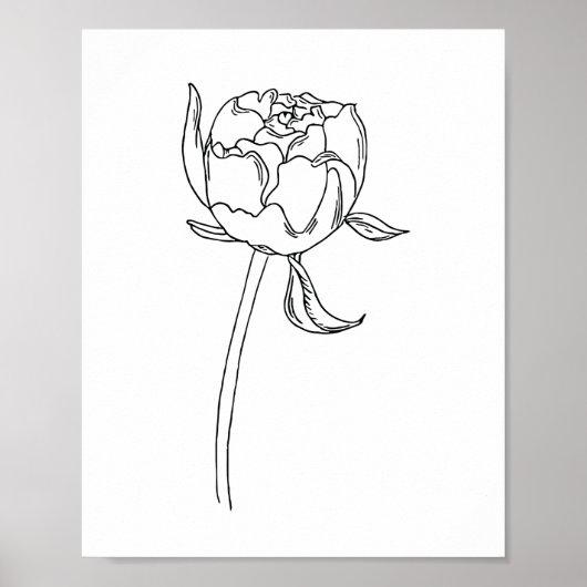 Halb offene Blume, zeichnend auf Plakat (Vorne)