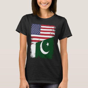 Halb Pakistan Flagge Vintage Pakistan USA T-Shirt