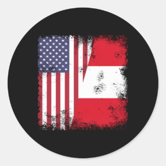 Halb peruanische Flagge Peru Usa Runder Aufkleber