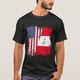 Halb peruanische Flagge Vintag Peru Usa Geschenk T-Shirt