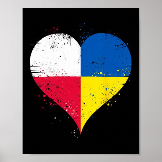 Halb polnisch halb ukrainisch Ein Herz mit Polen U Poster (Vorne)