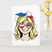 Halb polnisch halb ukrainisches kleines Mädchen Karte (Gelbe Blume)