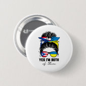 Halb puerto-ricanisches halb ukrainisches Mädchen Button (Vorne & Hinten)