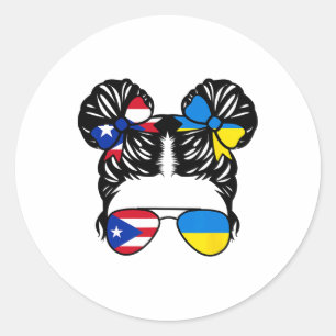 Halb puerto-ricanisches halb ukrainisches Mädchen  Runder Aufkleber