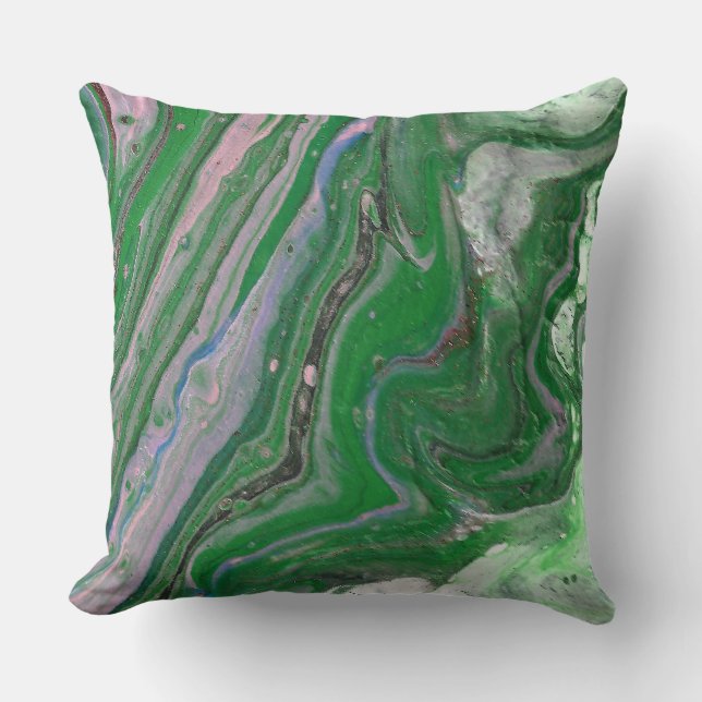 Halb Ring Green Fluffy Abstrakt Akzent Kissen (Vorderseite)