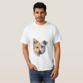 Halb Robotergesicht Hund T-Shirt (Vorne ganz)