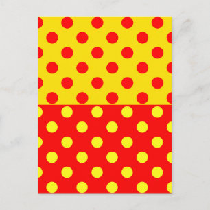 Halb rote gelbe Punkte Muster Design Postkarte