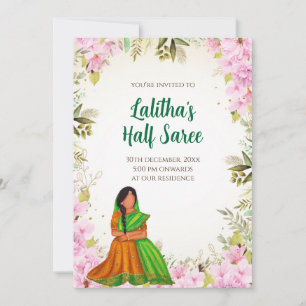 Halb Saree Einladung Indische Saree Funktions-Einl