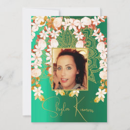 Halb-Saree-Zeremonie Hindu Floral Garland Green Einladung