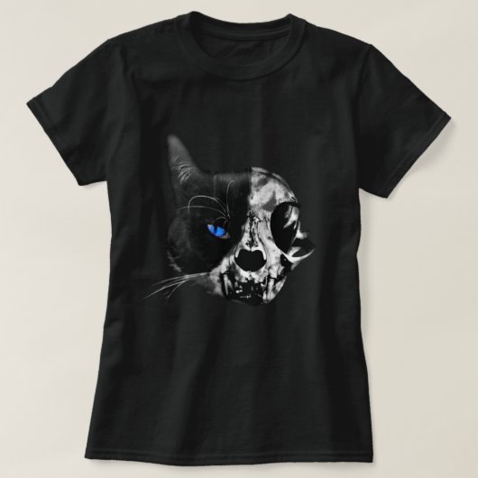 Halb Schädel, halb Katze Der ultimative Horror T - T-Shirt (Design vorne)