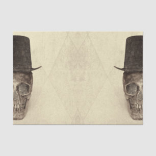Halb-Schädel mit Vintager Hut-Gothic-Sepia Seidenpapier