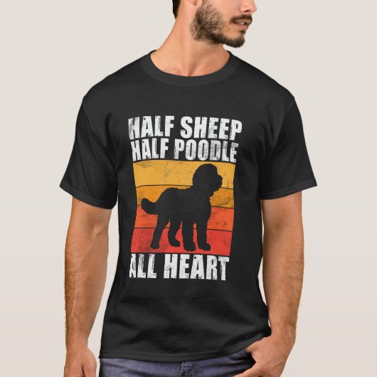 Halb Schaf halb Pudel ganz Herz Sheepadoodle T-Shirt (Vorderseite)