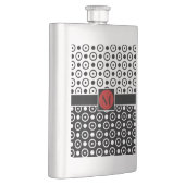 Halb Schwarz Halb Weiß Polka Punkte mit Monogramm Flachmann (Rechts)