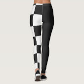 Halb Schwarz-Weiß Kariert Moderne Monochrom Leggings (Rückseite)