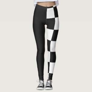 Halb Schwarz-Weiß Kariert Moderne Monochrom Leggings